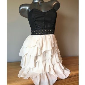 BLACK AND CREAM STUDDED DRESS